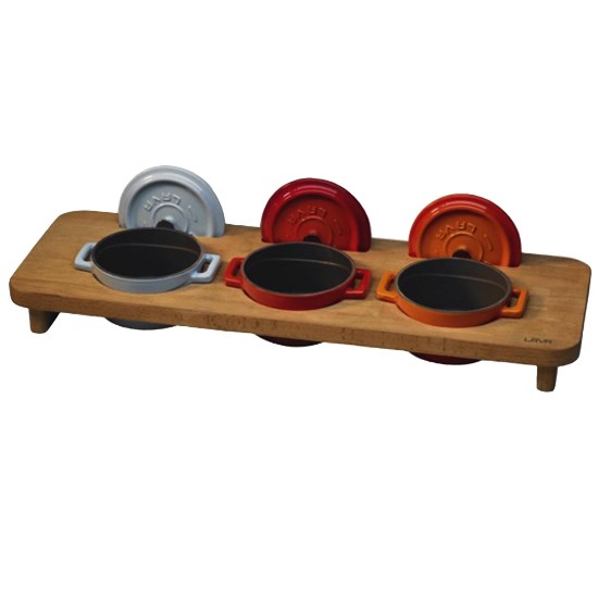 Wooden stand for 3 mini-saucepans, diameter 10 cm - LAVA brand