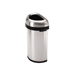 Pusiau apvali šiukšliadėžė, 60 L, nerūdijančio plieno - simplehuman