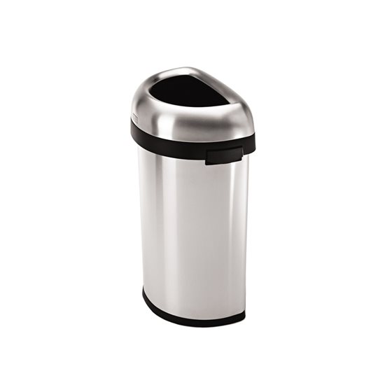 Semi-round trash can, 60 L, stainless steel - simplehuman