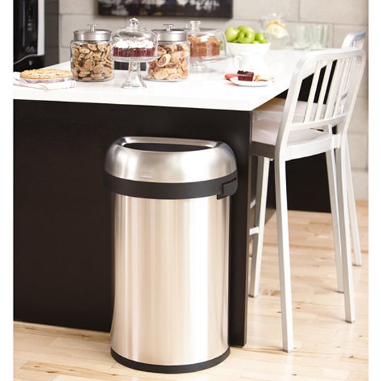 Semi-round trash can, 60 L, stainless steel - simplehuman