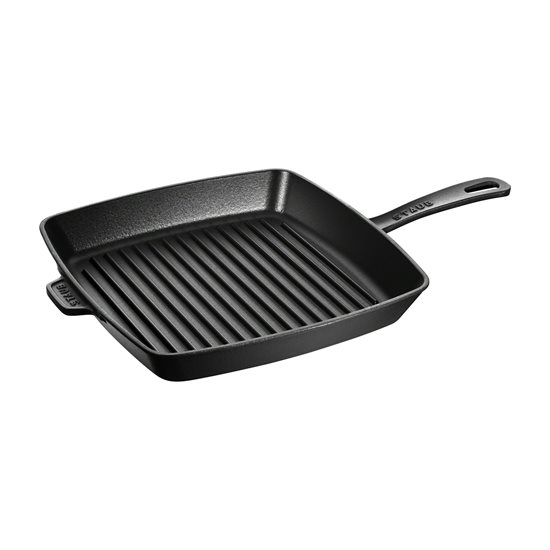 Square grill pan, ħadid fondut, 30ċm, Black - Staub