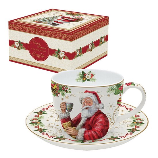 "Magic Christmas" tabaklı çay bardağı, 200 ml, Kırmızı - Nuova R2S