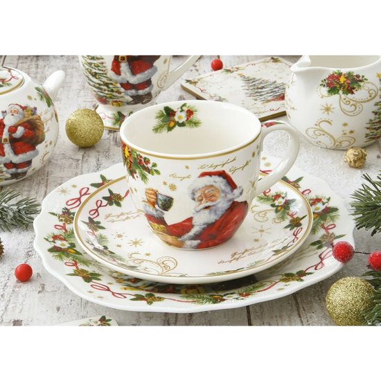 Чаша за чай с чинийка "Вълшебна Коледа", 200 мл, Червена - Nuova R2S