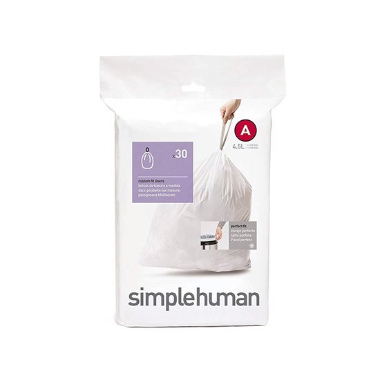 Papperspåsar, kod A, 4,5 L / 30 st., plast - simplehuman