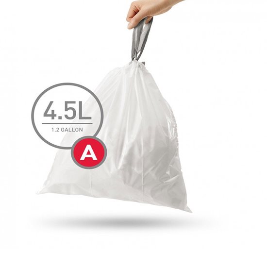 Šiukšlių maišeliai, kodas A, 4,5 L / 30 vnt., plastikiniai - simplehuman