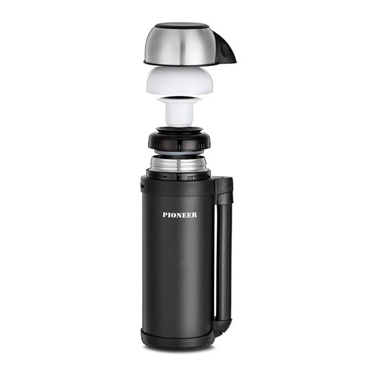 Termo de vacío "Pioneer", 1,8 l, acero inoxidable, Negro - Grunwerg