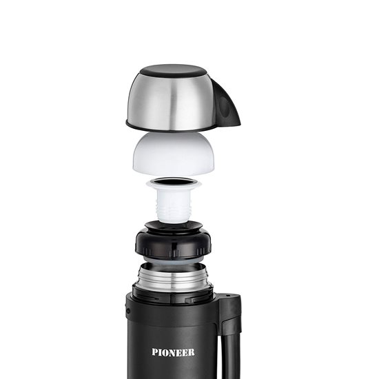 Termo de vacío "Pioneer", 1,8 l, acero inoxidable, Negro - Grunwerg