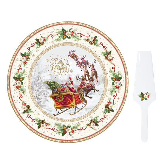 Platter tal-kejk bl-ispatula, 32 ċm "Christmas Time" - Nuova R2S