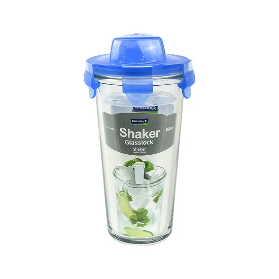 Shaker lavet af glas, 450 ml, blå - Glaslås