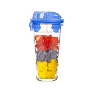 Shaker ze szkła, 450 ml, niebieski - Glasslock