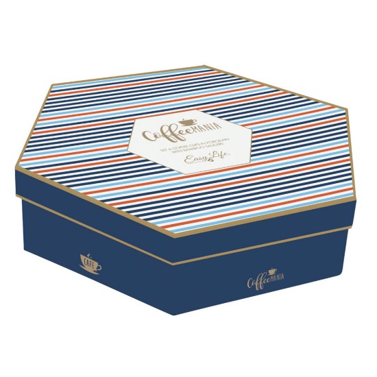 Set of 6 cups with saucers, porcelain, 70ml, "Bord de Mer" - Nuova R2S