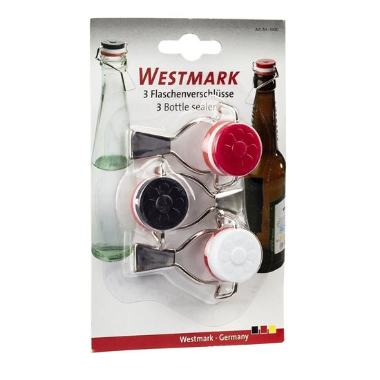 Sæt med 3 propper til flaskeforsegling, med håndtag - Westmark