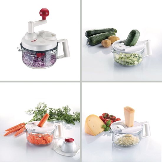 Mini manuel foodprocessor, rødt håndtag - Westmark