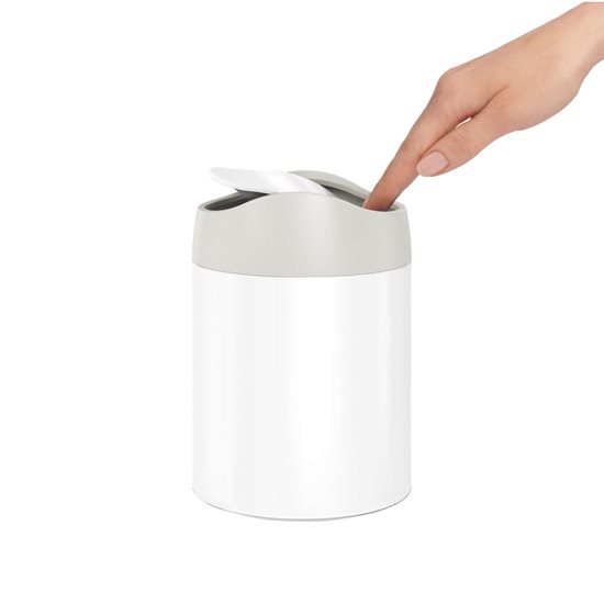 Lauapealne mini prügikast, 1,5 l, White Steel - simplehuman