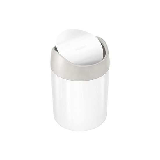 Tabletop mini trash can, 1.5 L, White Steel - simplehuman