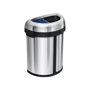 Semi-round trash can, with 2 compartments, 66 L - simplehuman