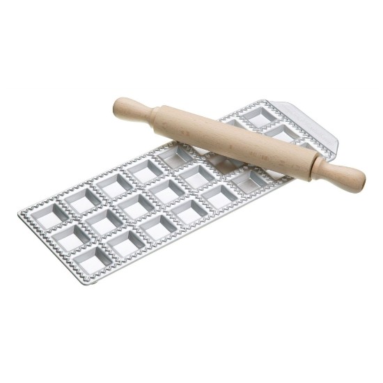 24-compartment mold for classic Ravioli pasta + rolling pin - Imperia