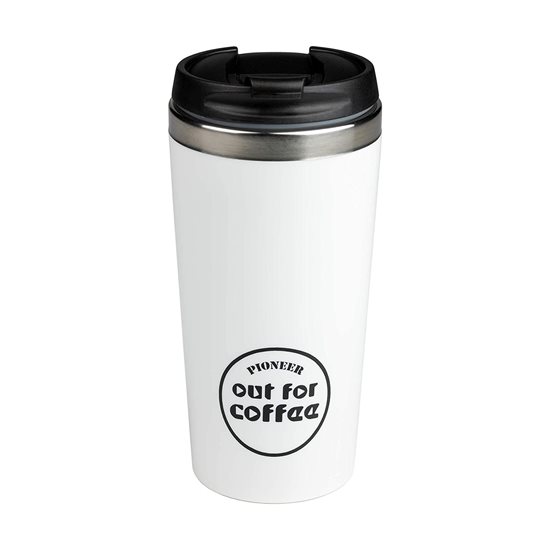 "Pioneer" thermal insulated mug made of stainless steel, 420 ml, White - Grunwerg 