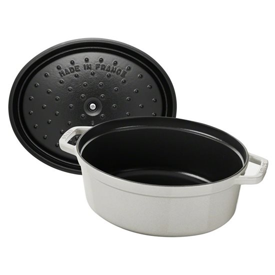 Oval Cocotte cooking pot, cast iron, 31cm/5.5L, White Truffle - Staub