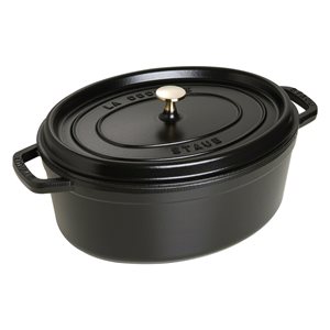 Oval Cocotte cooking pot, cast iron, 33cm/6.7L, Black - Staub