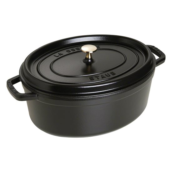 Borma tat-tisjir tal-Cocotte ovali, ħadid fondut, 33cm / 6.7L, Black - Staub