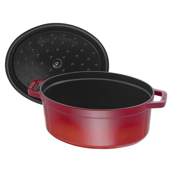 Ovalus Cocotte virimo puodas, ketaus, 31cm / 5.5L, Cherry - Staub 