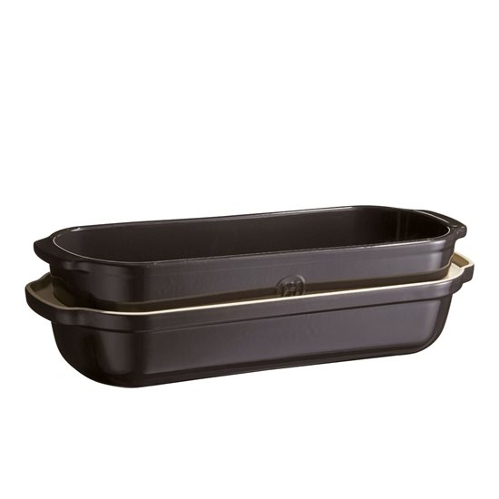 Batard bread baking pan, ceramic, 39x16.5 cm/4.5 l, Charcoal - Emile Henry 