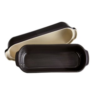 Batard bread baking pan, ceramic, 39x16.5 cm/4.5 l, Charcoal - Emile Henry
