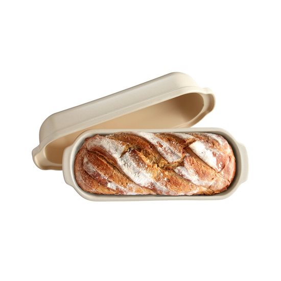 Batard bread baking pan, ceramic, 39 x 16.5 cm/4.5 l, Linen - Emile Henry 