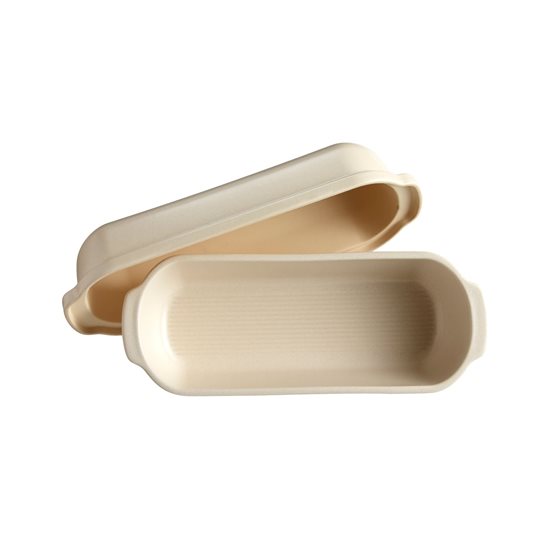 Batard bread baking pan, ceramic, 39 x 16.5 cm/4.5 l, Linen - Emile Henry 