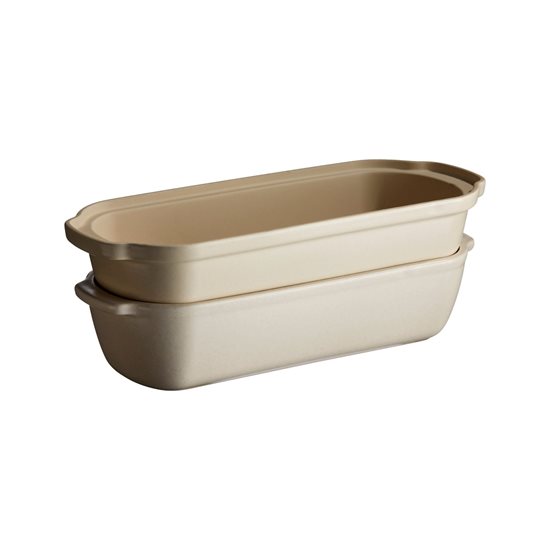 Batard bread baking pan, ceramic, 39 x 16.5 cm/4.5 l, Linen - Emile Henry 