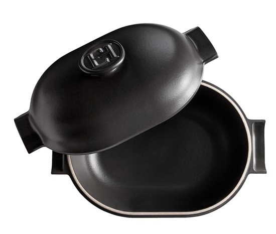 Marmite Ovale Cocotte, céramique, 36,5 x 24,2cm/4,5L, "Delight", Slate - Emile Henry