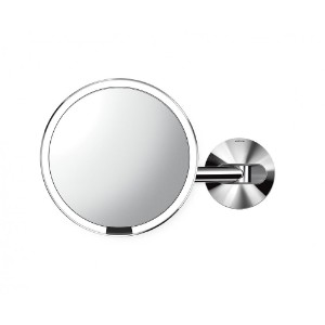 Makiažo veidrodis su jutikliu, tvirtinamas prie sienos, 23 cm, Polished Steel - simplehuman