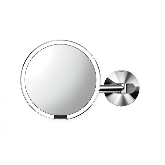 Ogledalo za šminkanje sa senzorom, zidni nosač, 23 cm, Polished Steel - simplehuman
