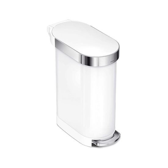 Кошче за боклук с педали, 45 L, Slim, White Steel - simplehuman