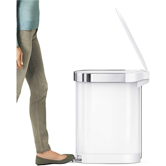 Pedálový odpadkový kôš, 45 L, Slim, White Steel - simplehuman