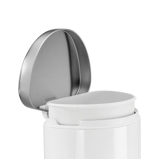 Lixeira semi-redonda com pedal, 10 L, Aço Branco - simplehuman