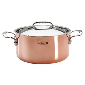 "Inocuivre" cooking pot with lid, 28 cm / 8 l, copper - stainless steel - "de Buyer" brand