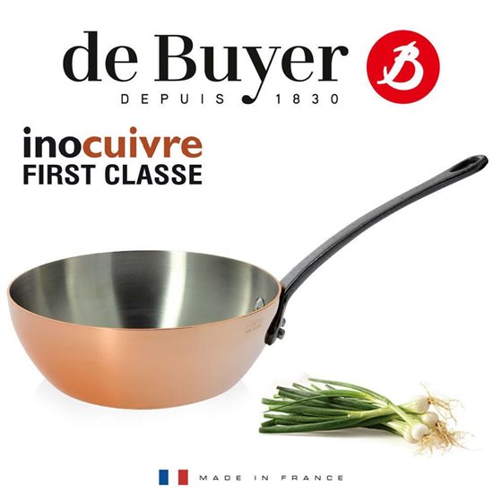 "Inocuivre First Classe" saute pan, 24 cm / 2.9 l, bil-manku tal-ħadid fondut - marka "de Buyer"