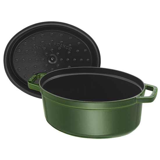 Oval Cocotte cooking pot, cast iron, 33 cm/6.7L, Basil - Staub