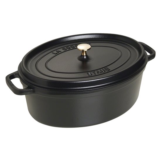 Borma ovali tat-tisjir Cocotte, ħadid fondut, 37cm/8L, Black - Staub