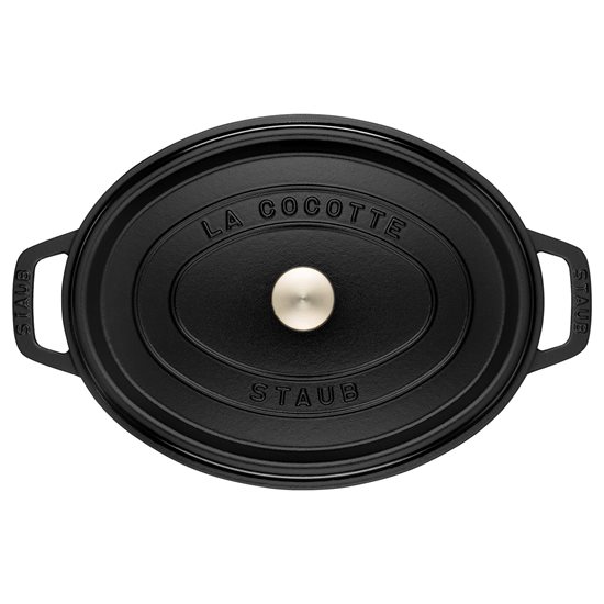 Ovalni Cocotte lonac za kuhanje, lijevano željezo, 37cm/8L, Black - Staub