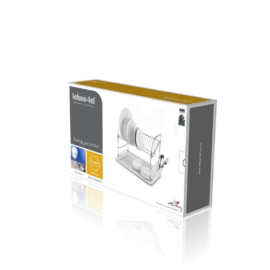 To etagers opvaskestativ med bestikholder, 44 x 26 x 35 cm - Tekno-tlf