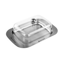 Butter dish, stainless steel, with lid made of PVC - Zokura