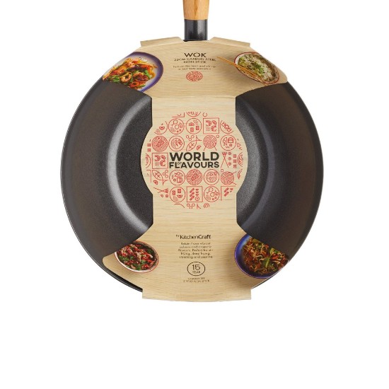 Wok tavası, 25 cm, karbon çeliği – Kitchen Craft tarafından yapılmıştır