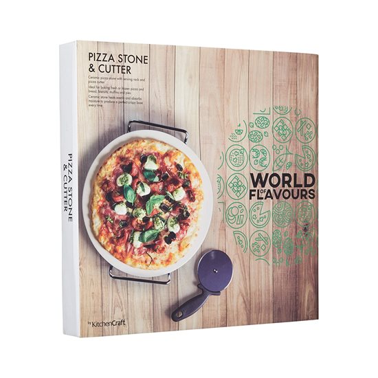 Pizzatilberedning og serveringssæt, 32 cm, keramik - fra Kitchen Craft
