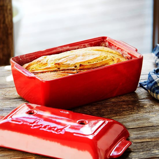 Bread baking dish, ceramic, 28x15x12cm/1.8L, Burgundy - Emile Henry