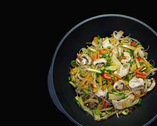 Panela wok, alumínio, 30 cm, indução - AMT Gastroguss