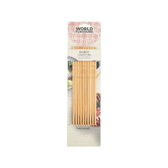 Set of Chinese chopsticks, 5 pairs, bamboo - Kitchen Craft