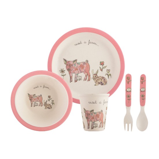 5-piece "Visit a farm Pig" serving set for children - by Kitchen Craft